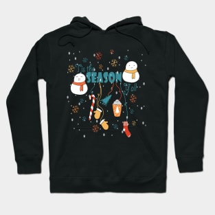 Tis the Season New Year Snowman tree Vibes coffee Love Cute Holiday Gift Hoodie